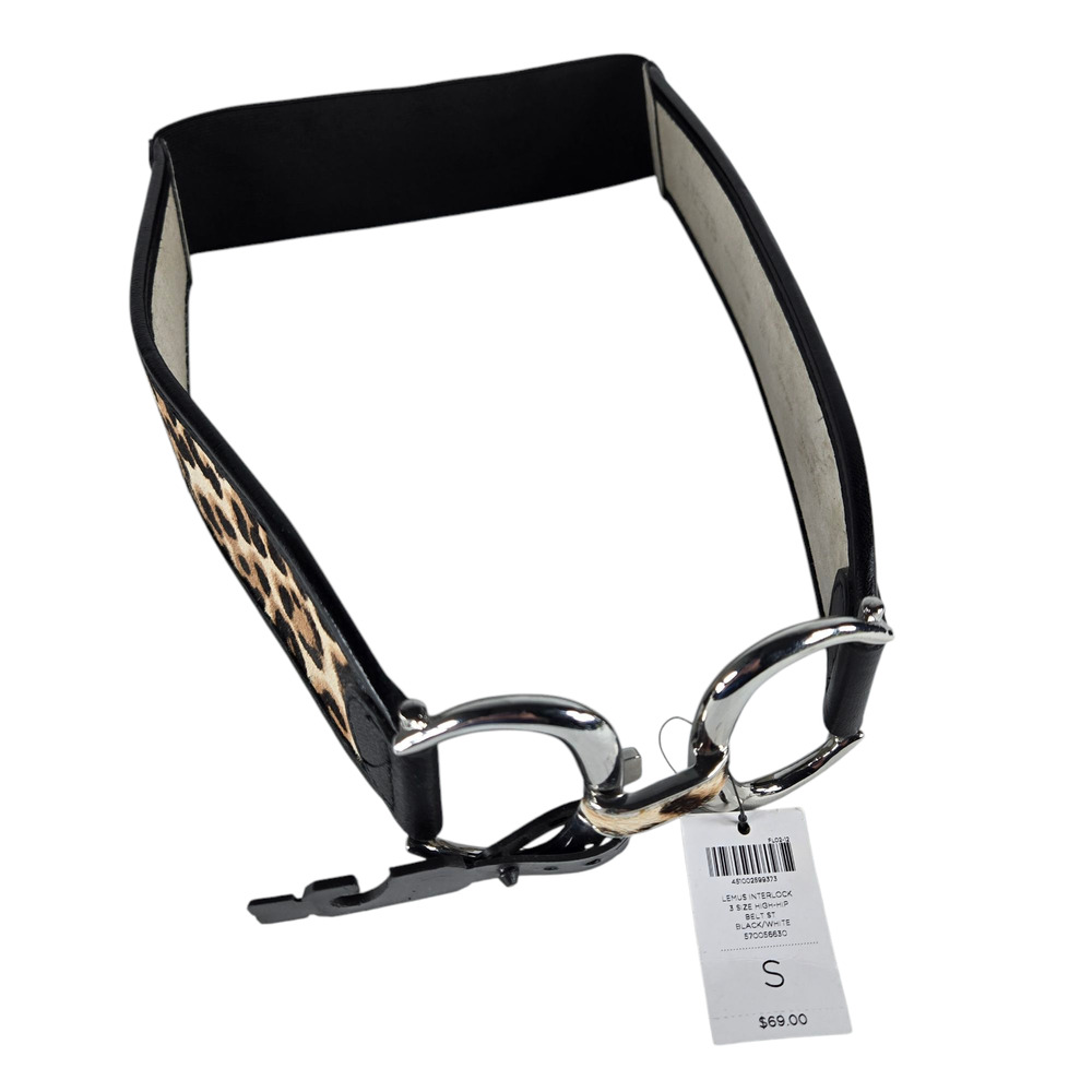 Chicos Animal‎ Print Belt Womens Small Lemus Interlock Buckle Stretch Statement